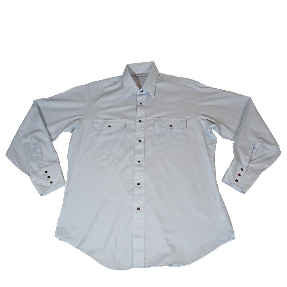 Vintage Chute #1 Western Pearl Snap Shirt Mens L Blue Made Korea Vintage Cowboy